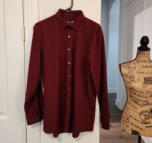 JF J.Ferrar Maroon Button Down Shirt